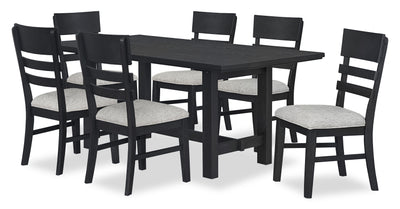 Trove 7pc Dining Set with Table and 6 Chairs, 72”W – Black  | Ensemble de salle à manger Trove 7 pièces avec table de 72 po (L) et 6 chaises - noir  | TROVBDP7