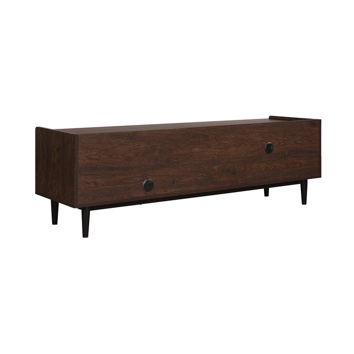 Manhattan Comfort Duane 59.25\" Modern Ribbed TV Stand - Dark Brown & Navy Blue