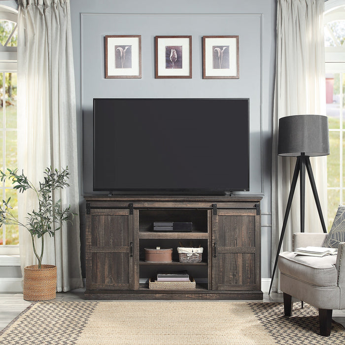 Manhattan Comfort Myrtle 60\" TV Stand with 2 Sliding Doors - Heavy Brown