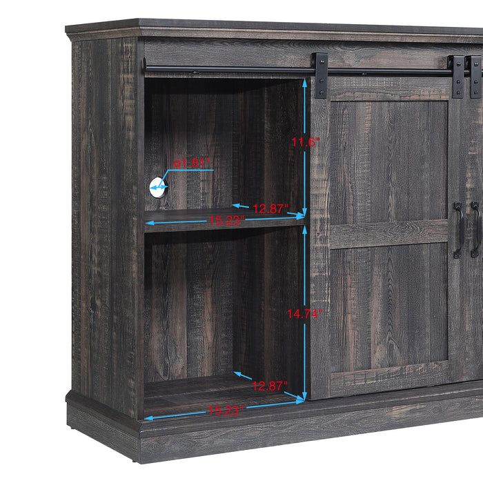 Manhattan Comfort Myrtle 60\" TV Stand with 2 Sliding Doors - Heavy Brown