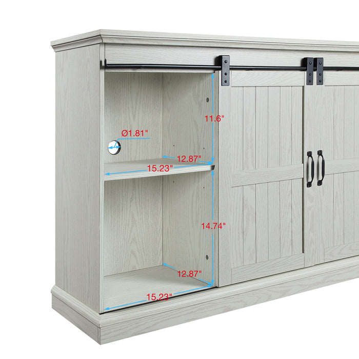 Manhattan Comfort Myrtle 60\" TV Stand with 2 Sliding Doors - Cream Oak