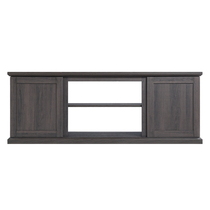 Manhattan Comfort Franklin 60\" TV Stand with 2 Doors & Open Shelves - Heavy Brown