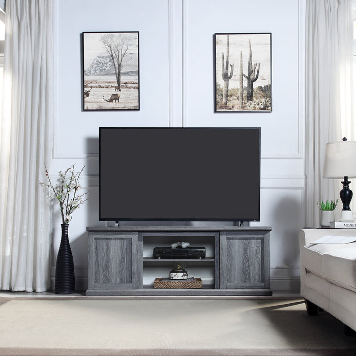 Manhattan Comfort Franklin 60\" TV Stand with 2 Doors & Open Shelves - Grey