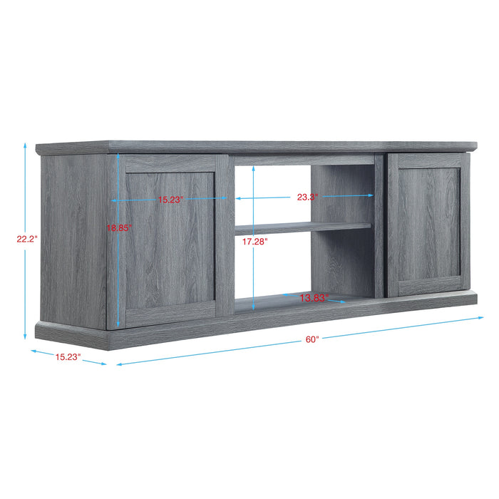 Manhattan Comfort Franklin 60\" TV Stand with 2 Doors & Open Shelves - Grey