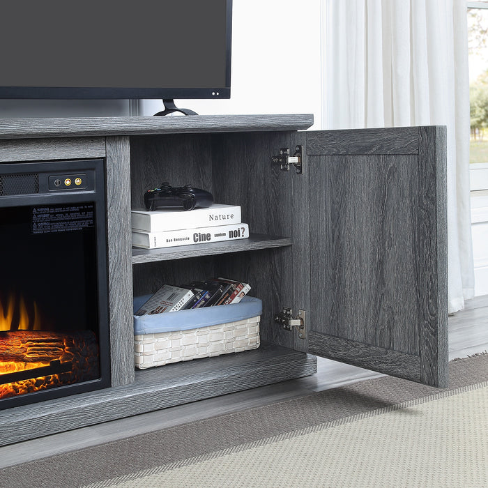 Manhattan Comfort Franklin 60\" TV Stand with 2 Doors & Open Shelves - Grey