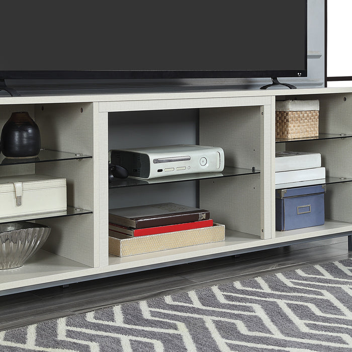 Manhattan Comfort Brighton 60\" TV Stand with Glass Shelves & Media Wire Management - Beige