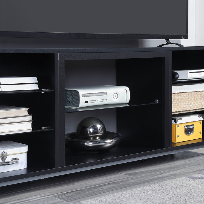 Manhattan Comfort Brighton 60\" TV Stand with Glass Shelves & Media Wire Management - Onyx