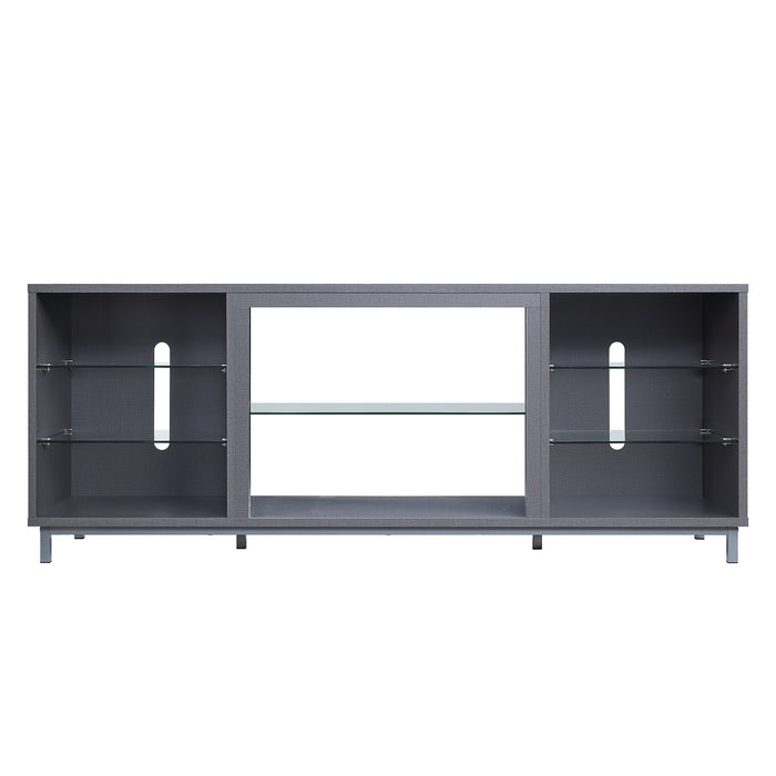 Manhattan Comfort Brighton 60\" TV Stand with Glass Shelves & Media Wire Management - Grey