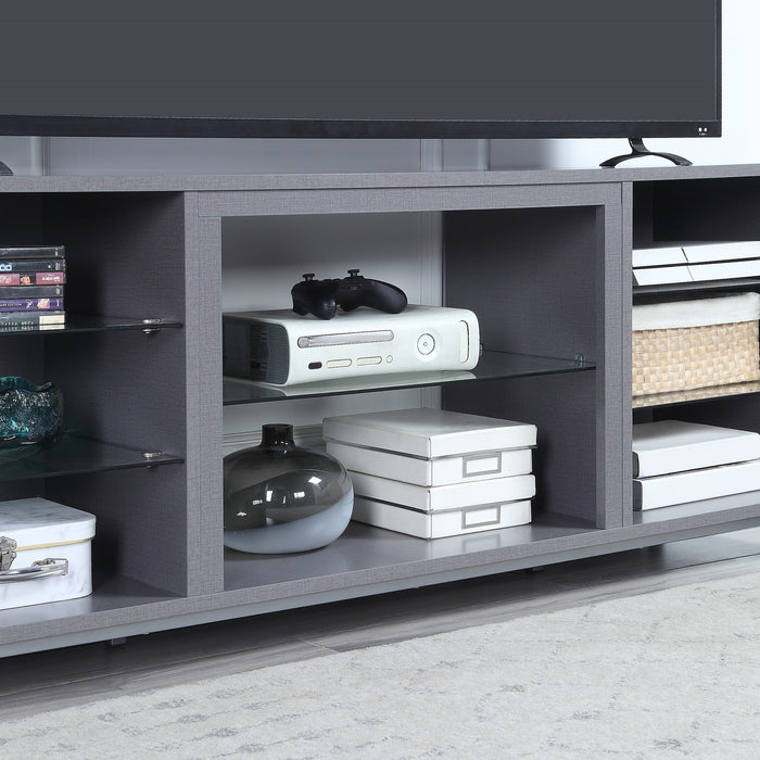 Manhattan Comfort Brighton 60\" TV Stand with Glass Shelves & Media Wire Management - Grey
