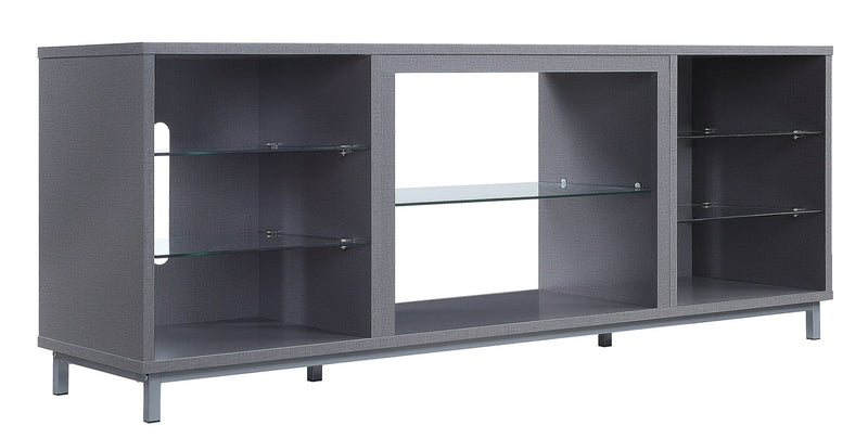 Manhattan Comfort Brighton 60\" TV Stand with Glass Shelves & Media Wire Management - Grey
