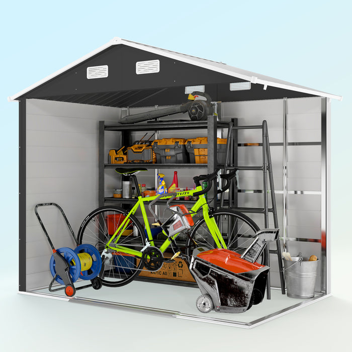 Outsunny 7.5' X 6.5' Outdoor Storage Shed With Double Doors, Dark Grey