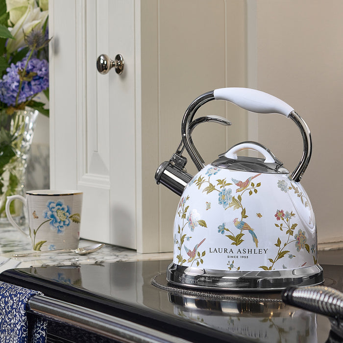 Laura Ashley Stainless Steel Stovetop Elveden White Tea Kettle - VQ-SBNK057-LAEW-CA