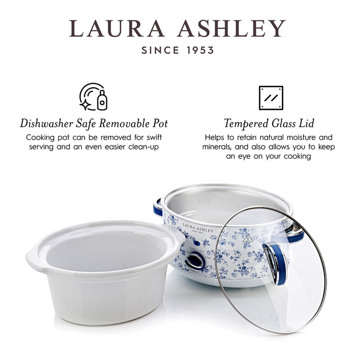 Laura Ashley 6.5 L Large Capacity China Rose Slow Cooker - VQ-SLWC6L-LACR-CA