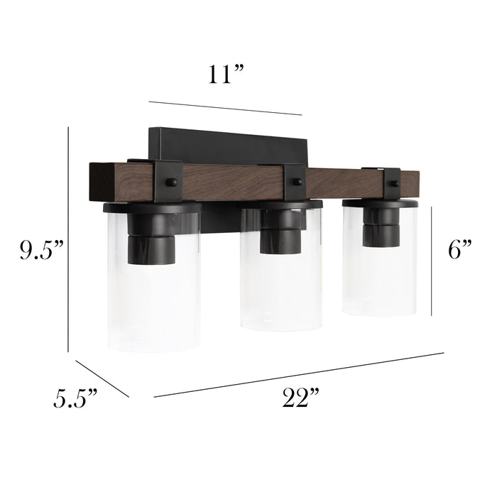 Elegant Designs Lantern 3-Light Bath Vanity - Brown