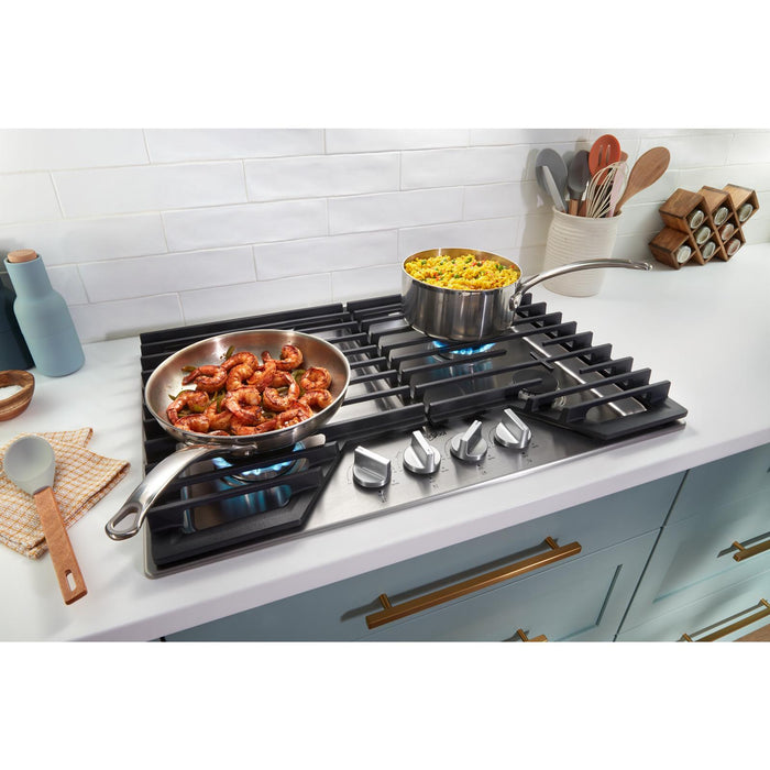 Whirlpool 30\" Gas Cooktop with EZ-2-Lift™ Hinged Cast-Iron Grates - WCGK5030PB