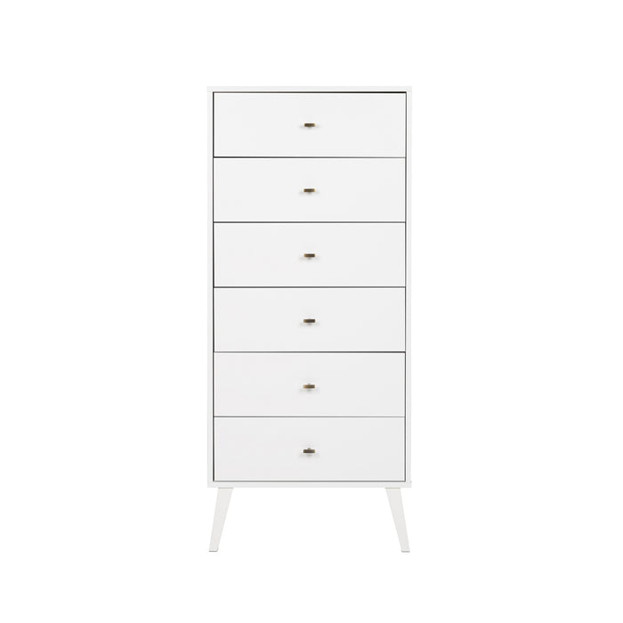 Milo Tall 6-Drawer Chest - White