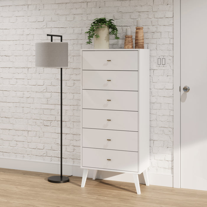 Milo Tall 6-Drawer Chest - White