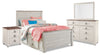 Willowton 6pc Bedroom Set with Platform Storage Bed, Dresser, Mirror & Nightstand, Whitewash - Twin