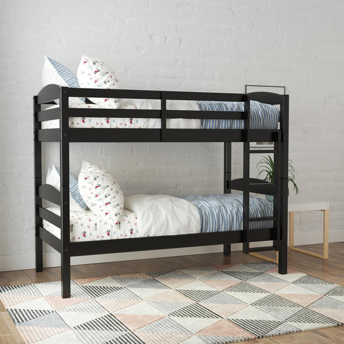 DHP Leighton Wood Twin-Over-Twin Bunk Bed - Black