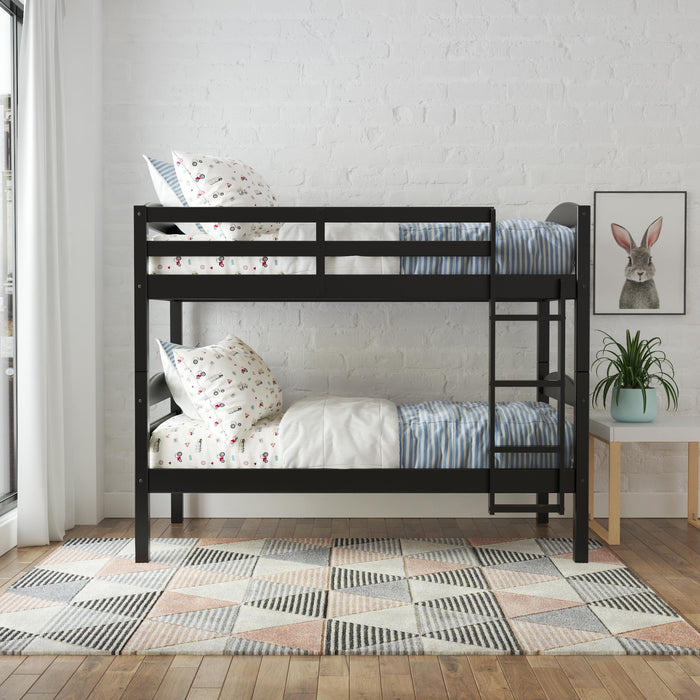 DHP Leighton Wood Twin-Over-Twin Bunk Bed - Black