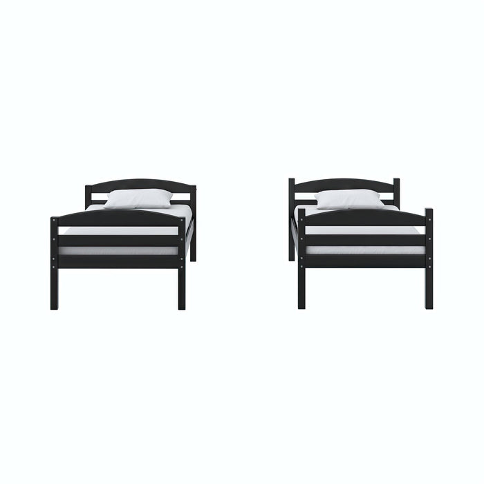 DHP Leighton Wood Twin-Over-Twin Bunk Bed - Black