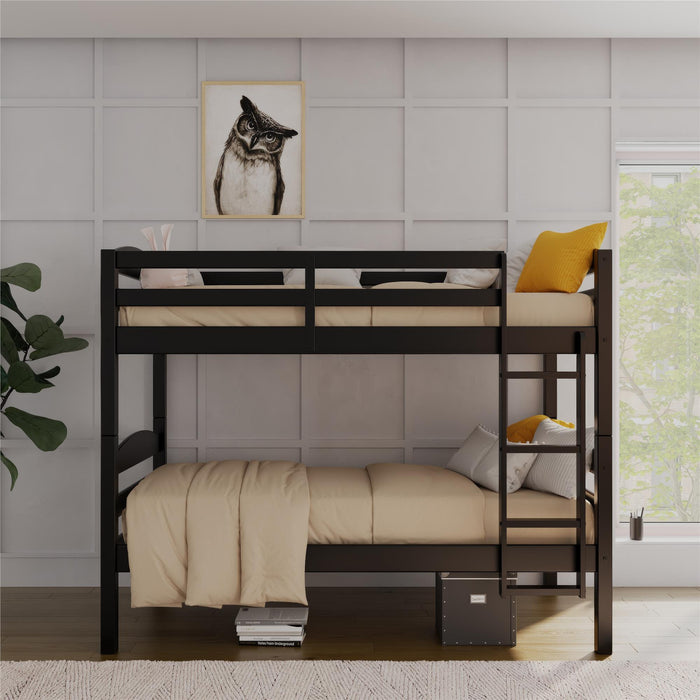DHP Leighton Wood Twin-Over-Twin Bunk Bed - Black