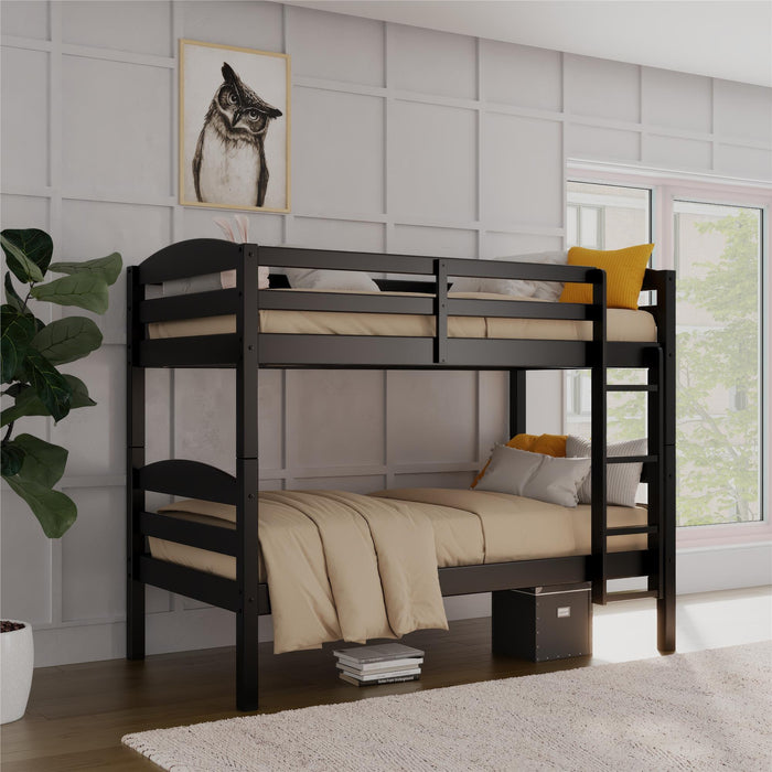 DHP Leighton Wood Twin-Over-Twin Bunk Bed - Black