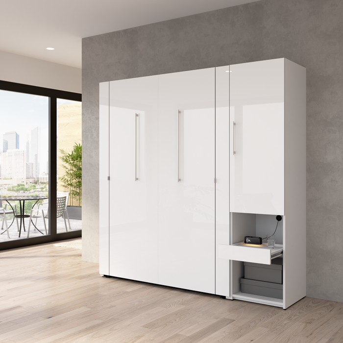 Bestar Avalon Full Murphy Bed & Storage Cabinet with Pull-Out Shelf (81 W)