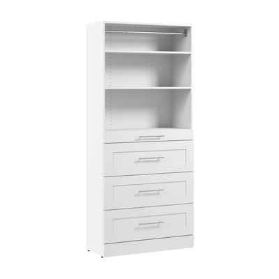 Bestar Florence 35" Modular Reach-In /Walk-In Closet System with Storage - White|Système de garde-robe et pièce-penderie modulaire Florence de Bestar de 35 po avec rangement - blanc
