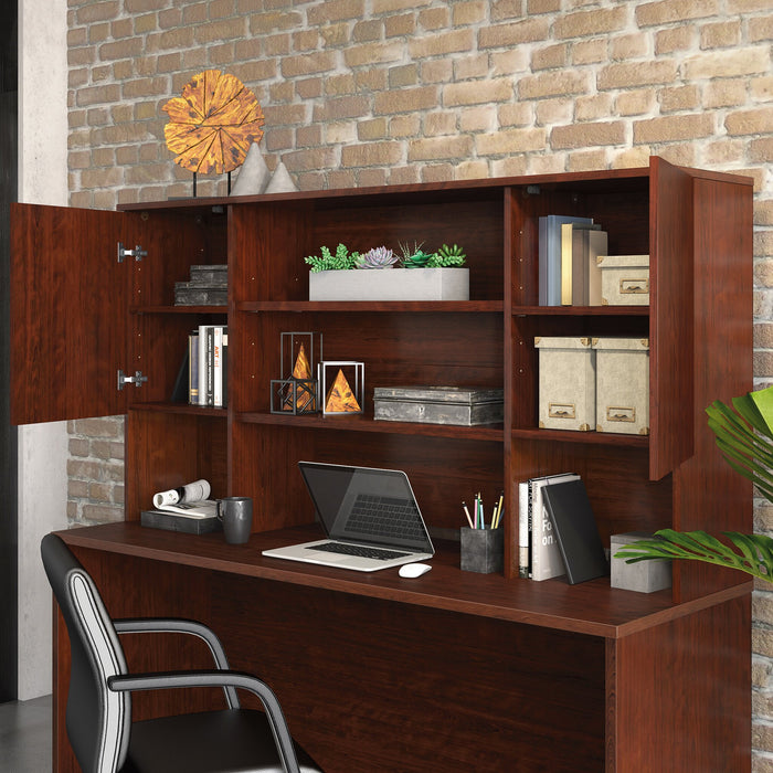 Affirm 71.10\" Commercial Grade Storage Hutch with 2 Cabinets - Classic Cherry