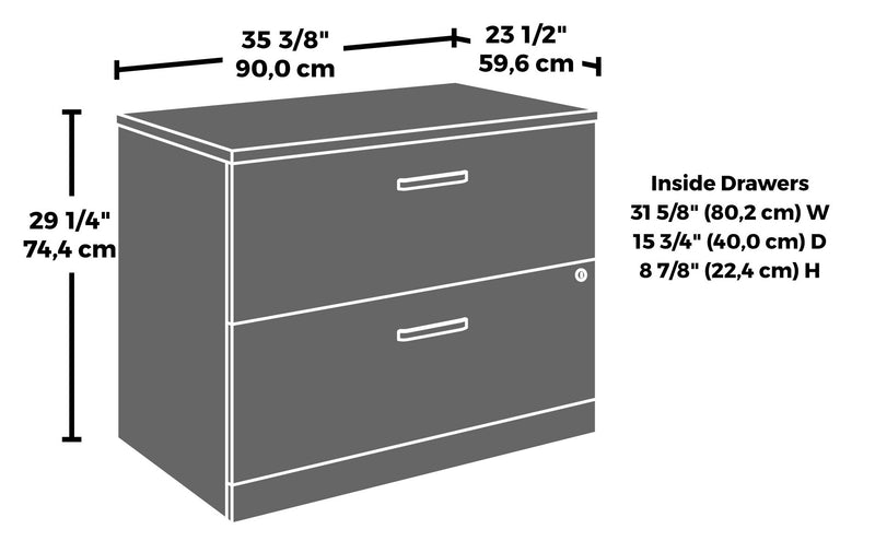 Affirm 35.43\" Commercial Grade 2-Drawer Filing Cabinet - Hudson Elm