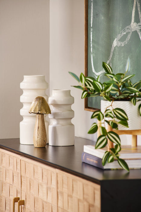 Alenna 60\" 3-Door Accent Cabinet - Black with Weathered White Doors