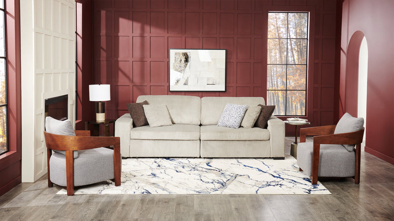 Amor 28.54\" Fabric Accent Chair with Wood Arms and Legs - Grey