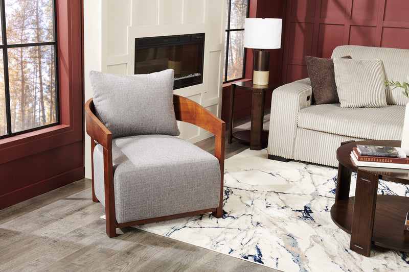 Amor 28.54\" Fabric Accent Chair with Wood Arms and Legs - Grey