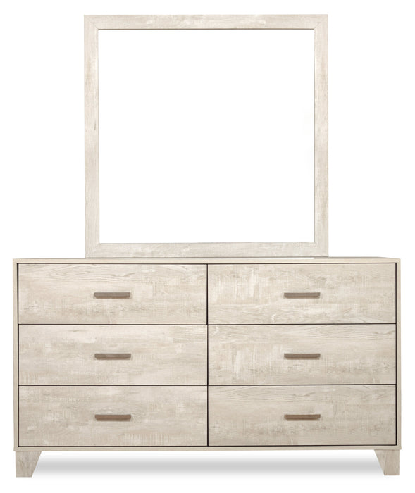 Arbor 5pc Bedroom Set with Panel Bed, Dresser & Mirror, Driftwood White  - Full Size