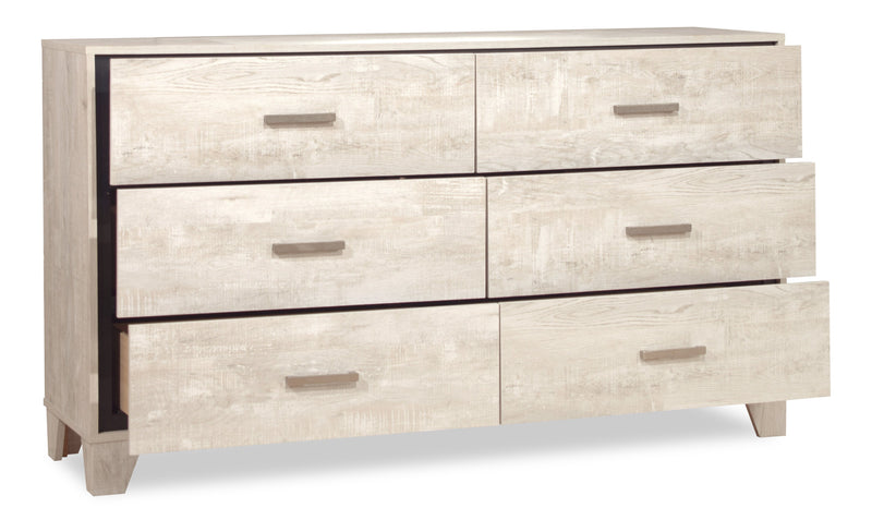 Arbor Bedroom 6-Drawer Dresser, 58.7\"W x 33.3\"H - Driftwood White