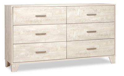 Arbor Bedroom 6-Drawer Dresser, 58.7"W x 33.3"H - Driftwood White | Commode de chambre à coucher Arbor de 58,7 po (L) x 33,3 po (H) à 6 tiroirs - bois de grève blanc