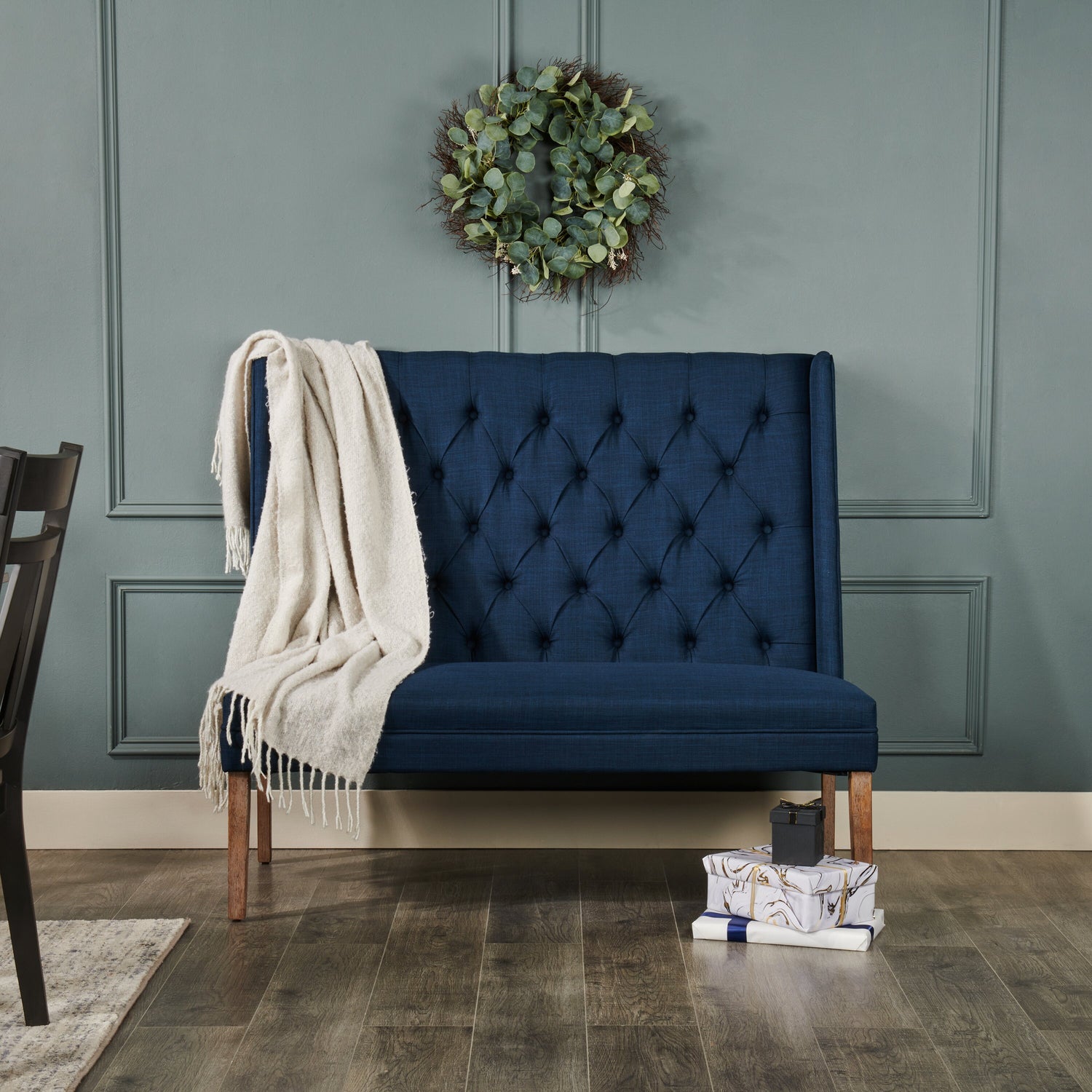 Ariel 30.5 Wing Back Hall Bench Blue The Brick