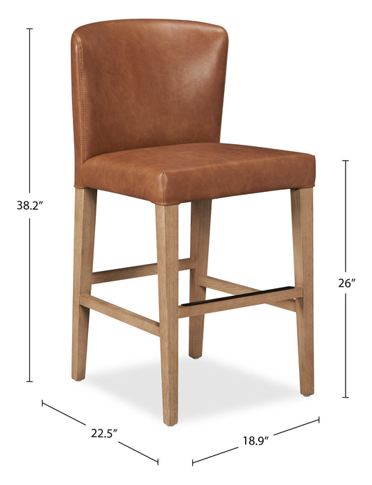 Arlo Counter-Height Stool with Vegan Leather Fabric, 26\"H - Copper