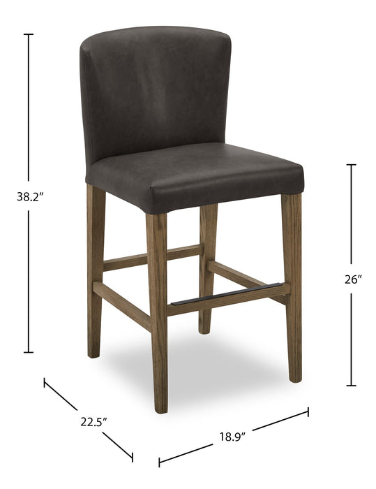 Arlo Counter-Height Stool with Vegan Leather Fabric, 26\"H - Charcoal