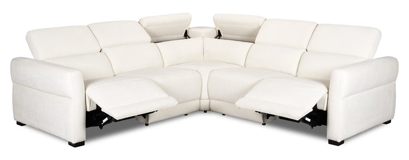 Cindy Crawford Home Aspen 3-Piece Power Reclining Sectional with Adjustable Headrests and USB Port - Alabaster