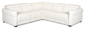 Cindy Crawford Home Aspen 3-Piece Power Reclining Sectional with Adjustable Headrests and USB Port - Alabaster