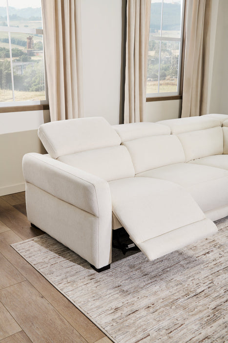 Cindy Crawford Home Aspen 3-Piece Power Reclining Sectional with Adjustable Headrests and USB Port - Alabaster