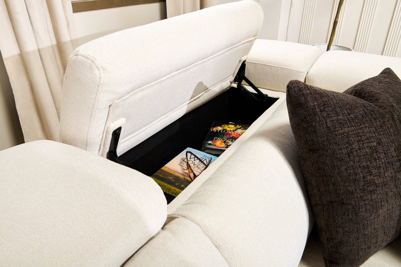 Cindy Crawford Home Aspen 3-Piece Power Reclining Sectional with Adjustable Headrests and USB Port - Alabaster