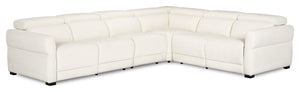 Cindy Crawford Home Aspen 4-Piece Power Reclining Sectional with Armless Chair and USB Port - Alabaster