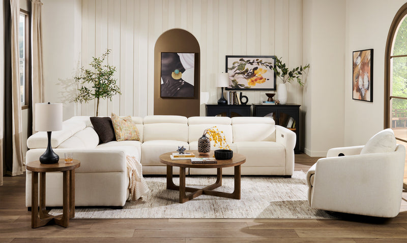 Cindy Crawford Home Aspen 4-Piece Power Reclining Sectional with Armless Chair and USB Port - Alabaster