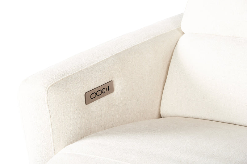 Cindy Crawford Home Aspen 4-Piece Power Reclining Sectional with Armless Chair and USB Port - Alabaster