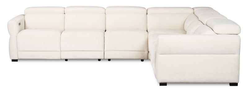 Cindy Crawford Home Aspen 4-Piece Power Reclining Sectional with Armless Chair and USB Port - Alabaster