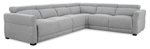 Cindy Crawford Home Aspen 4-Piece Power Reclining Sectional with Reclining Armless Chair and USB Port - Grey