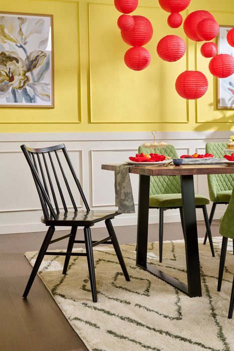 Astro Dining Chair with Curved Spindle-Back - Black